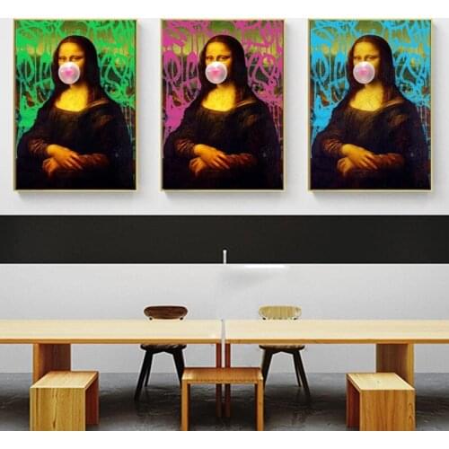 Mona Lisa Posters and Prints Street Graffiti Art Funny Portrait Canvas Figure Painting on The Wall Art Room Picture Home Decor