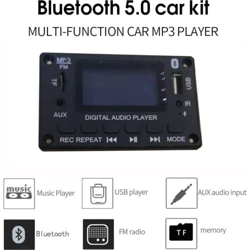 DC 5V 12V MP3 Decoder Board WMA Decoding MP3 Player Bluetooth5.0 Audio Module Support WMA WAV TF USB FM Radio Handsfree Call