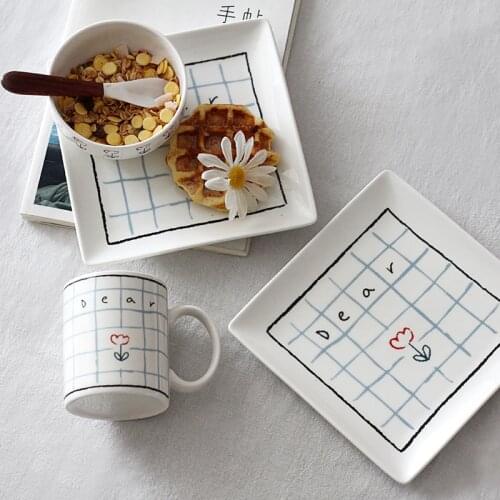 Plateau Love Flower Home Bread Plate Ceramic Dessert Plate тарелки 8inch 플레이트 тарелки для еды Ins Bowl & Plates Assiette