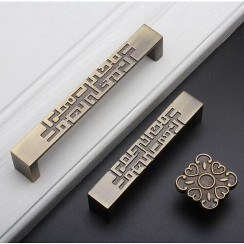 Chinese Style Drawer Drawer Pull Handle Bronze unique cabinet Handles knobs Kitchen Door Handle Furniture Hardware