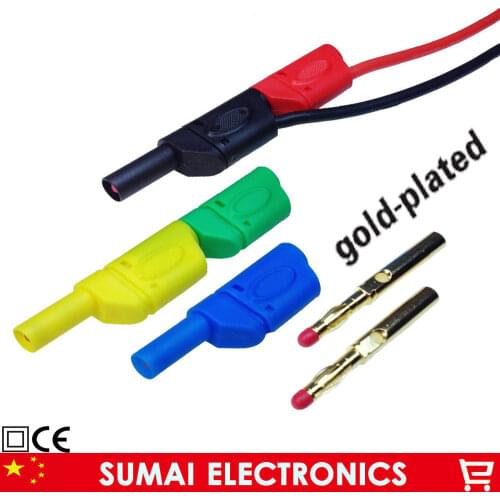 10pcs DIY Welding fabricated 4mm banana plug Adaptor with sheath Brass gold plating+PA66 1000V 32A CATII CE Free Shipping