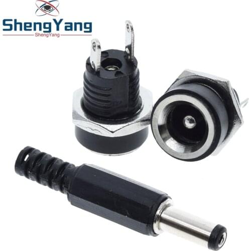 ShengYang 10PCS 5Pair DC Power Connector pin 2.1x5.5mm Female Plug Jack + Male Plug Jack Socket Adapter DC-022B