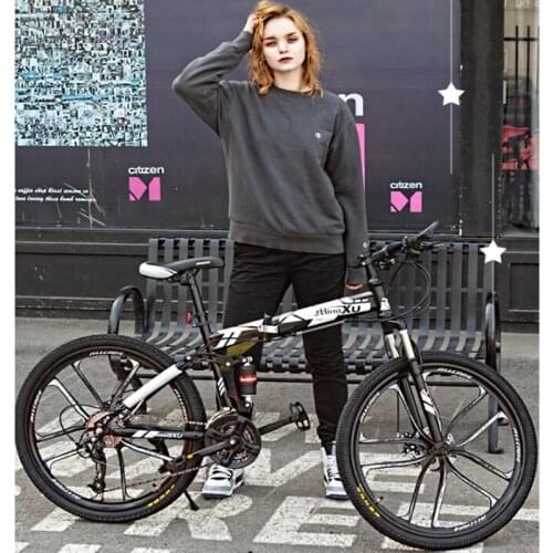 Bicycle folding mountain bike mens and womens adult bicycle double shock absorber disc brake lightweight outdoor sports variab
