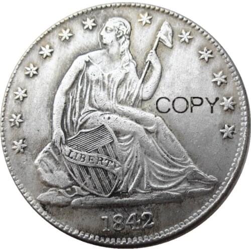 US 1842 P/O Liberty Seated Half Dollar Silver Plated Copy Coins