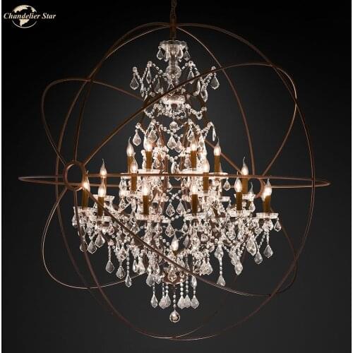 Classic LED Chandeliers Lighting Crystal American Style Ball Candle Lights Vintage Lamp for Living Room Bedroom Dining Room