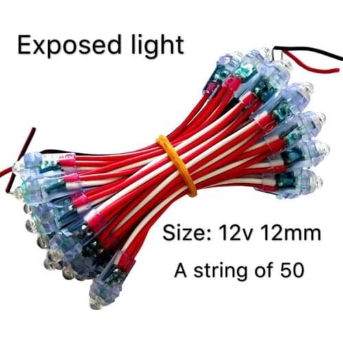 LED light-emitting beads 12V outdoor advertising signs perforated beads colorful 5V 9mm waterproof exposed lamp string
