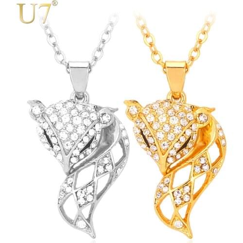 U7 Hot Fox Pendant Gold/Silver Color Animal Jewelry Wholesale Trendy Elegant Rhinestone Necklaces For Women P465