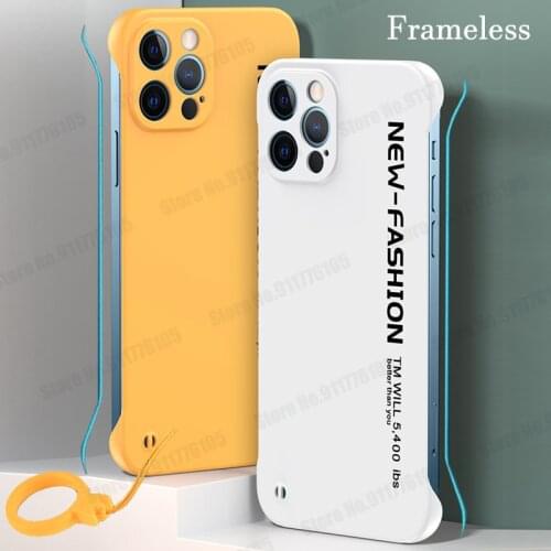 Ultra-thin Frameless Matte PC Shockproof Phone Case For iPhone 12 Pro Max 12 Mini Candy Color Ring Holder Protection Back Cover