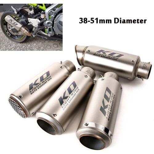38-51mm Universal Exhaust Pipe Stainless Steel Modified Racing Muffler Baffles End Tips Removable Silencer For Motorcycle ATV