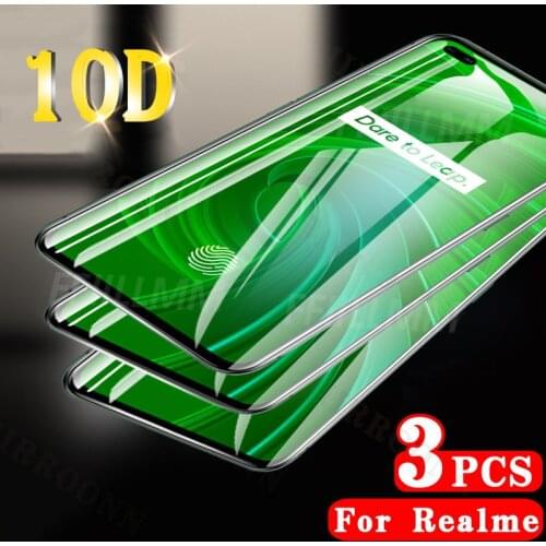 3Pcs/lot Full Cover Protective Glass For Realme 6 7 Pro X3 X7 X50 Q2 Pro Tempered Glass For Realme V15 V5 C17 Screen Protectors