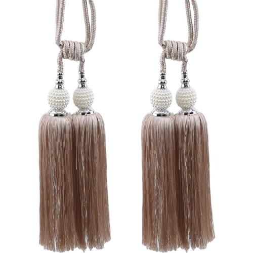 1 Pair Hanging Ball Rope Curtain Tie Backs Hanging Tassel Tiebacks For Curtain Accessories Pearls Ball Beaded Tassel