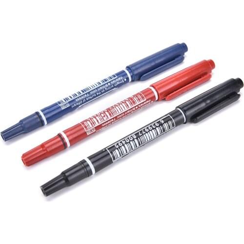 1pc 3 Colors Permanent Paint Marker Pen Twin Tips Doubled Headed Hook Line For CD DVD Media Disc Quick-drying Writing Pens