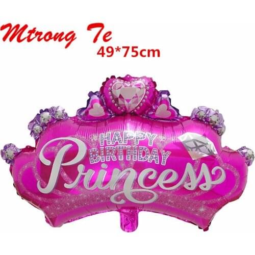 10pc 75*49cm Diamond Princess Helium Balloon Princess Crown Foil Balloons For Happy Birthday Wedding Party Decoration Globos