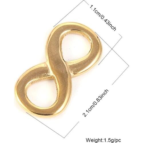 10pcs/lot Wholesale Infinity Shape Charms for Jewelry Making Gold Silver Color 8 Letter Charm DIY Necklace Bracelet Finding