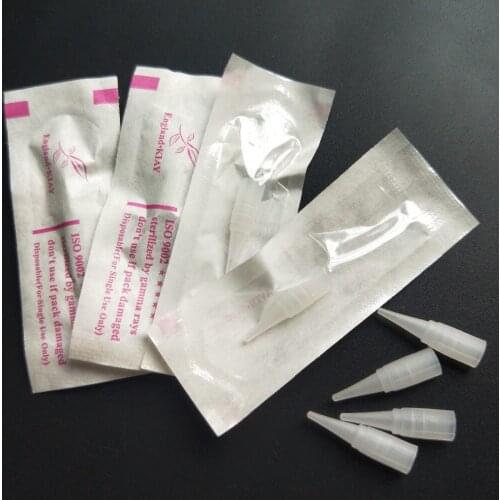 100pcs Permanent Makeup Individual Package Traditional Tattoo 1R Needle Tips 1RL Plastic Needle Caps