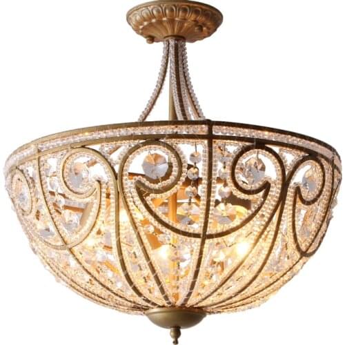 American neoclassical antique iron ceiling lamp restaurant French crystal lamp bedroom corridor entrance lamp