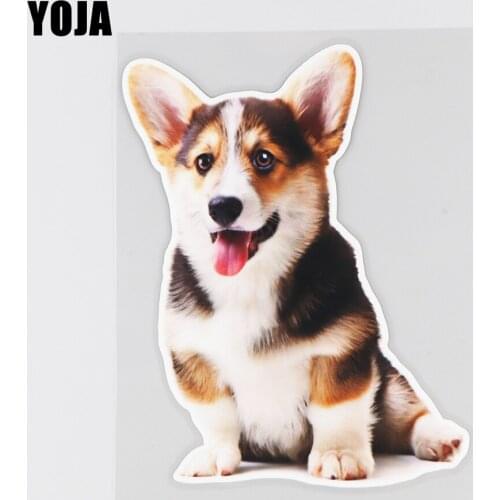 YOJA 13.4×17.5CM Smiling Dog Scratch Occlusion Car Decoration Accessories Funny Cartoon Stickers 19B-0037