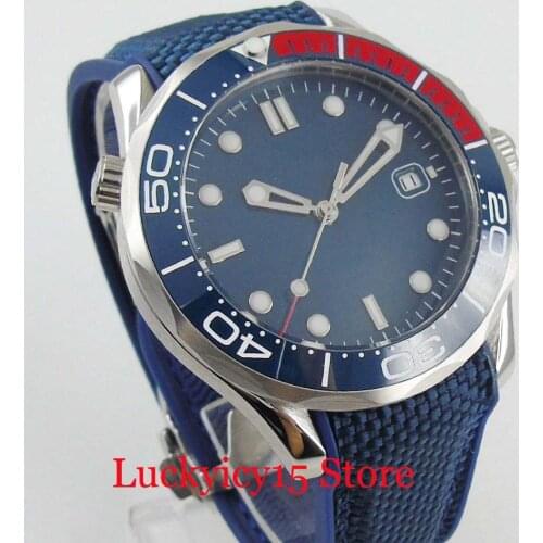 BLIGER High Quality Mechanical Self Winding Mens Watch Ceremic Bezel Rubber Band Luminous Marks