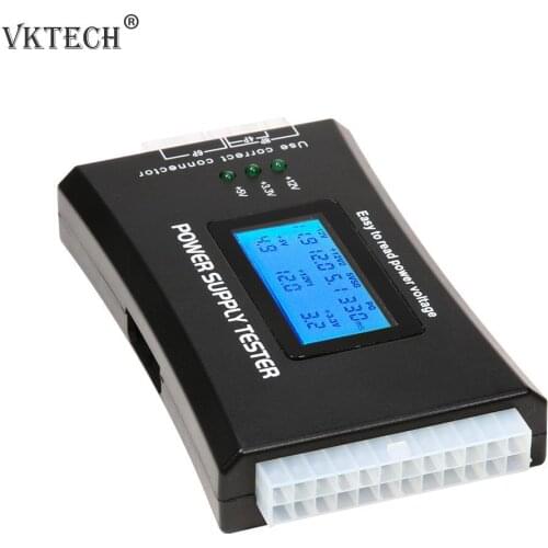 Quick Test Digital LCD Power Bank Supply Tester Computer 20/24 Pin Power Supply Tester Support 4/8/24/ATX 20 Pin Interface
