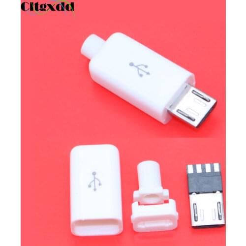 Cltgxdd 1pcs Micro USB 4PIN Welding Type Male Plug Connector interface 4P USB Tail Charging Socket 4 in 1 kit cova White