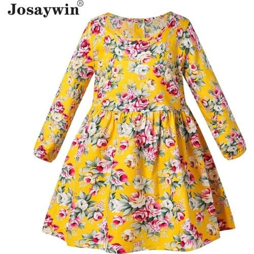Josaywin Dress for Girls Baby Summer Autumn Long Sleeve Floral Teenager Kids Dress Party Princess 9 Years Old Girl Vestidos