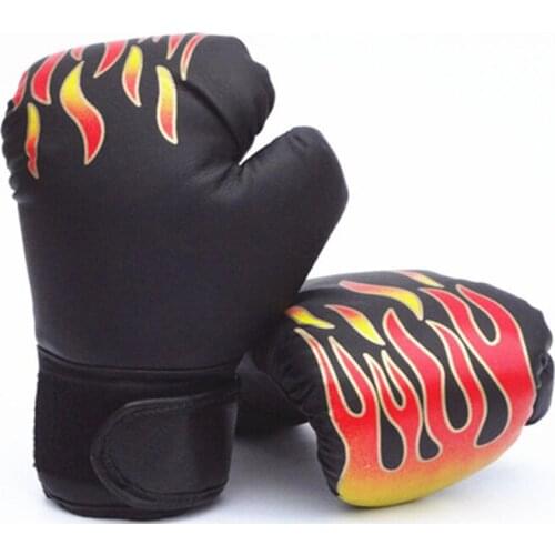 Children Flame Mesh Palm Boxing Gloves Professional Sanda Boxing Training Glove Breathable PU Leather MMA Flame Gloves