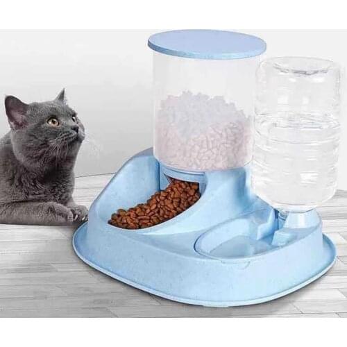 4L Large Capacity Dual-use Automatic Pet cats Feeder with Water Dispenser dogs Dog Food Bowl Cat Drinking for Pets Supplies 2.5L