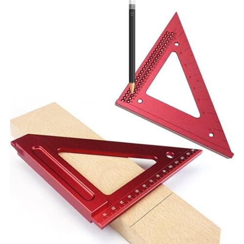 6“ Aluminum Alloy Metric Woodworking Precision Triangle Ruler Carpenters Square Hole Positioning Measuring Ruler Gauge Tool
