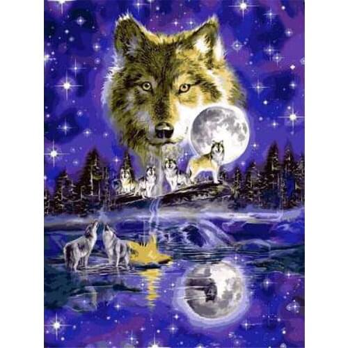 Animal Wolf DIY Cross Stitch 11CT Embroidery Kits Craft Needlework Set Cotton Thread Printed Canvas Home Dropshipping