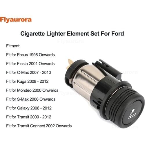 Cigarette Lighter Element Set For Ford Focus Fiesta C/S-Max Kuga Mondeo Galaxy Transit 1999-2021 98AG15K047AD Car Parts Bosclear