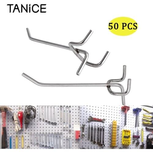 TANiCE 50Pcs Metal Hooks Pegboard Hooks Garage Storage Hanging Set Max Load 2KG Shelf Hanger Kit For Hanging Pots Pans Clothing