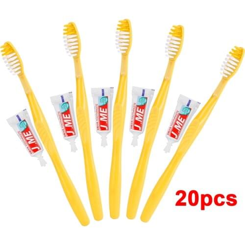 20 pcs Hot Disposable Adult Toothbrush with Toothpaste Kits Individually Wrapped For Hotel Travel Portable Tooth Cleaner Tool