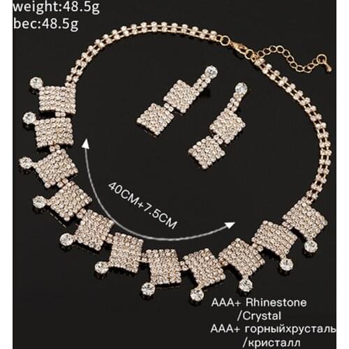 YFJEWE Gold Color Fashion Wedding Jewelry Sets For Women Wholesale price Women Austrian Crystal Necklace Earrings Sets N328