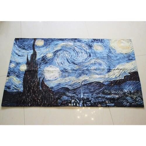 100% cotton hanging wall exquisite tapestry Jacquard craft tapestry background wall Impressionism Starry Night tapestry painting