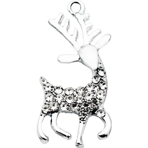 New Arrival 20pcs/lot Crystal deer Dangle Charms Lobster Clasp Hanging Charm For Bracelet&Pendant Floating Charms Jewelry