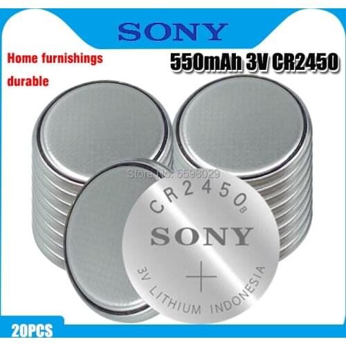 20PCS Original SONY CR2450 Button Cell Battery 3V Lithium Batteries CR 2450 for Watch Remote Toy Computer Calculator Control