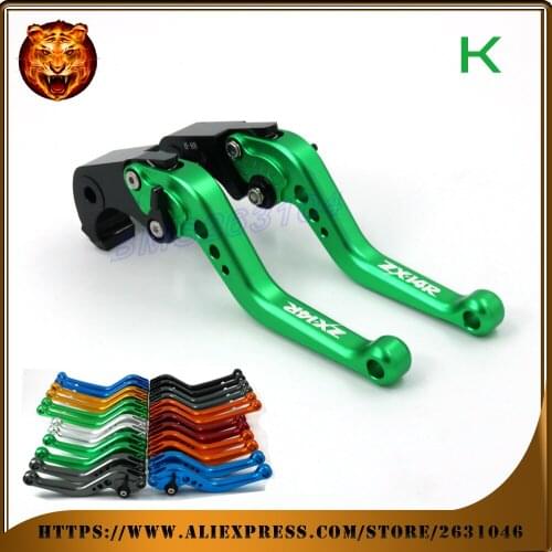 Adjustable Brake Clutch Levers For KAWASAKI ZX14R ZX1400 ZX-14R 06 15 RED GREEN BLACK FREE SHIPPING WITH LOGO Motorcycle
