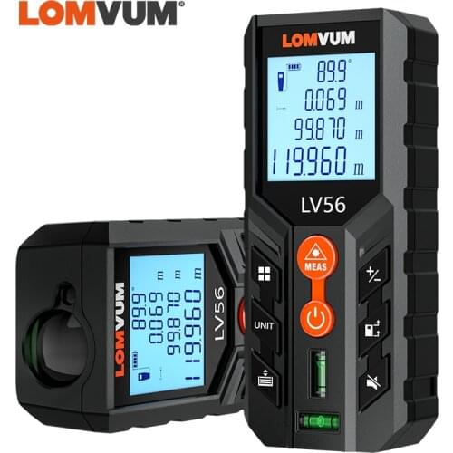 LOMVUM LV56 Handheld Laser Rangefinder Black Laser Distance Meter Digital Tape 40m 50m 120m 2 Bubbles Leveling