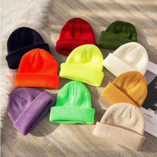 New Unisex Beanie Hat Ribbed Knitted Cuffed Winter Hat Warm Short Beanie Casual Solid Color Skullcap Baggy For Adult Men Beanie