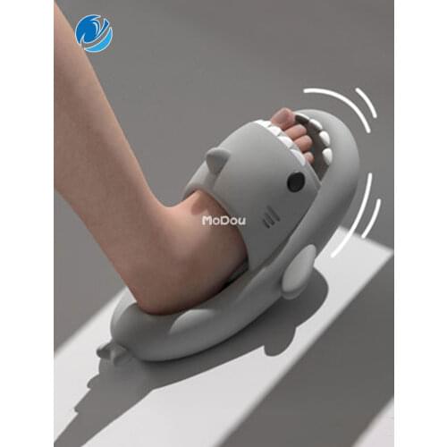 Mo Dou 2021 New Summer Slippers Lovely Shark Shape Slides Outdoor Women Shoes Kids Children Flip Flops Men Couples Cartoon EVA