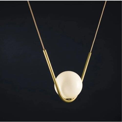 Nordic Loft Art Glass Ball Pendant Lamp Creative U Shape Design Hotel Hall Coffee Shop Salon Decoration Indoor Lighting