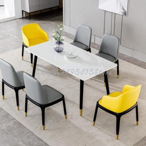 Modern Minimalist Light Luxury Dining Chair Nordic Restaurant Backrest Leisure Table And Chair Net Red Leather Solid Wood Chair