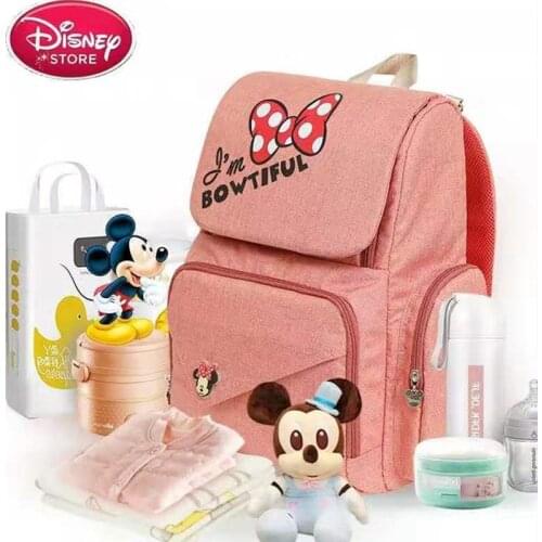 Disney Mickey Minnie Cartoon Bag USB Heating Baby Nappy Nursing Bag Mummy Shoulder s Handbag OutdoorPortable Diaper Backpack