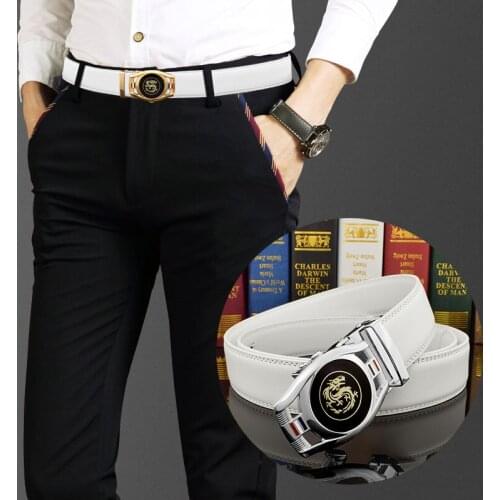 High Quality luxury brand Dragon automatic buckle man off white belt genuine leather fashion designer Casual ceinture homme