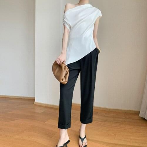 New arrival fashion sets for women summer office lady work style elegant temperament simple shirt and pants two piece sets