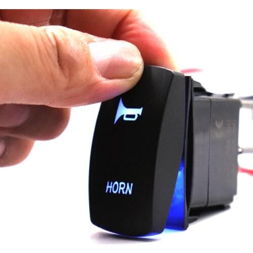 Horn Switch Momentary Laser Rocker Toggle Switch Waterproof 5PIN (On)-Off Blue LED 20A/12V 10A/24V Switch for Car Truck Boat