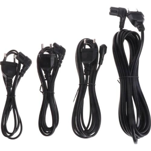 1/2/3/5m 2 Pin Euro Plug to Right Angle Turn Left Figure 8 C7 Plug Power Cable Drop Ship