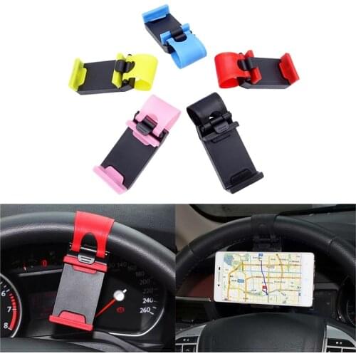 1pc 5 Colors Universal Car Steering Wheel Mobile Phone Holder Smartphone Stand Holder Seat for IPhone 11 Pro Max Xr Xs Max 7 8
