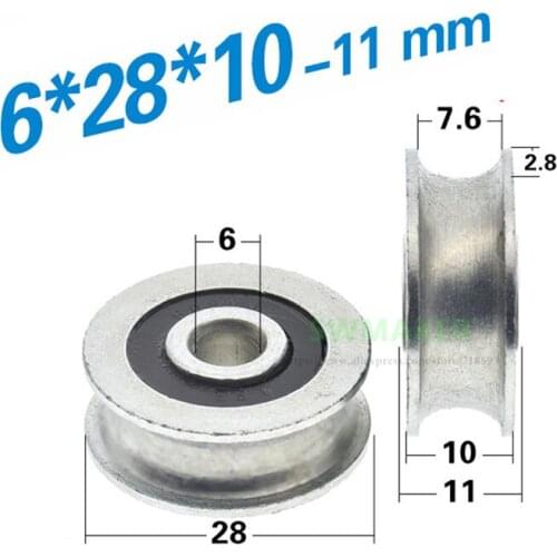 1pcs 6*28*10mm U groove wheel, wire rope metal iron wheel, guide wheel
