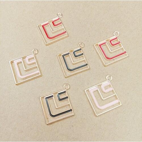 10pcs 23x26mm geometric square charm enamel charms for jewelry making fashion earring pendant necklace and bracelet charms